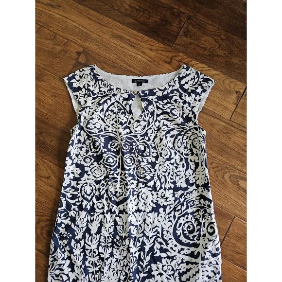 Lands' End Navy Blue Floral Sheath Dress Women's Size 6 Coastal Party - Picture 6 of 11